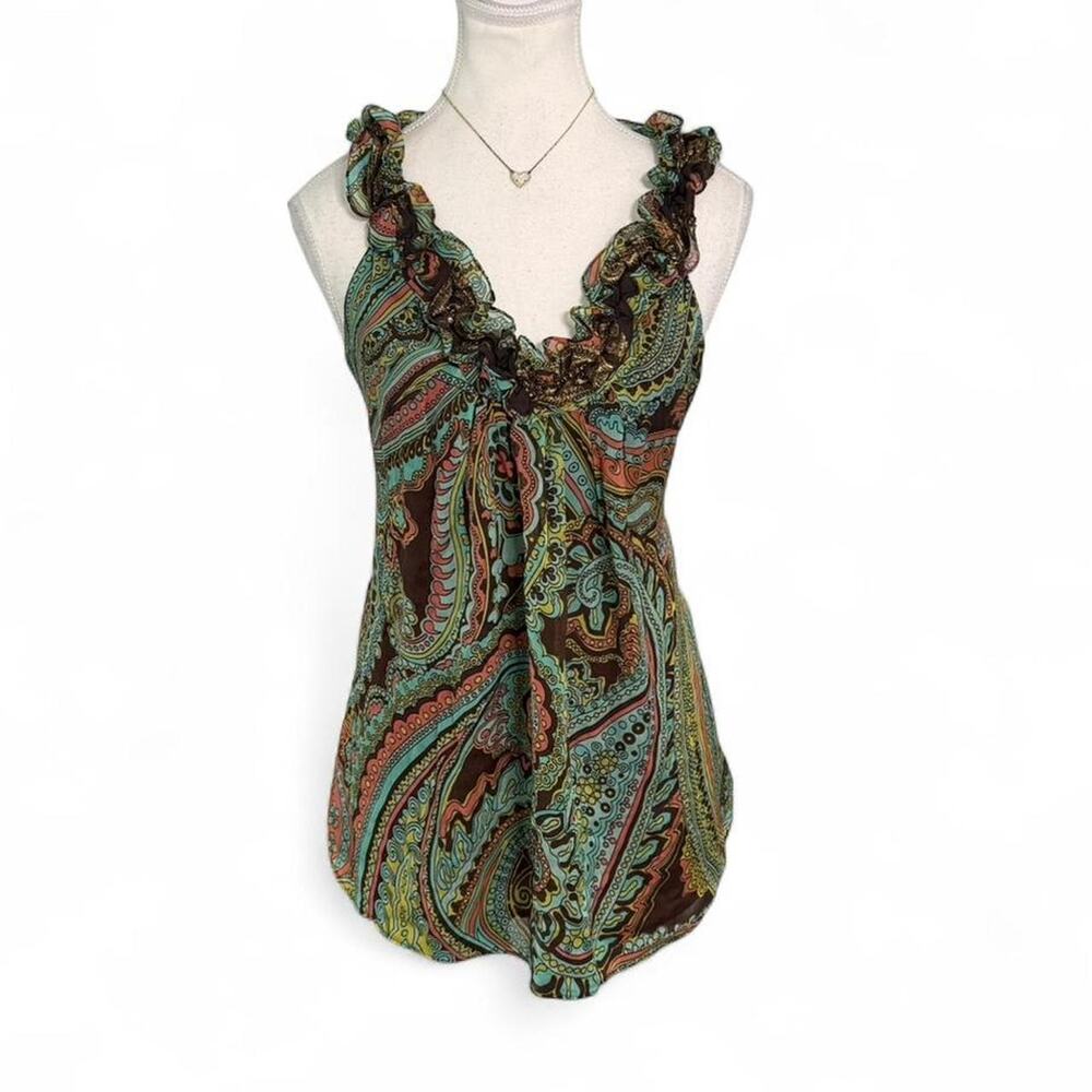 An original Milly of New York 100% Silk Size Medium(4) paisley tank spring top